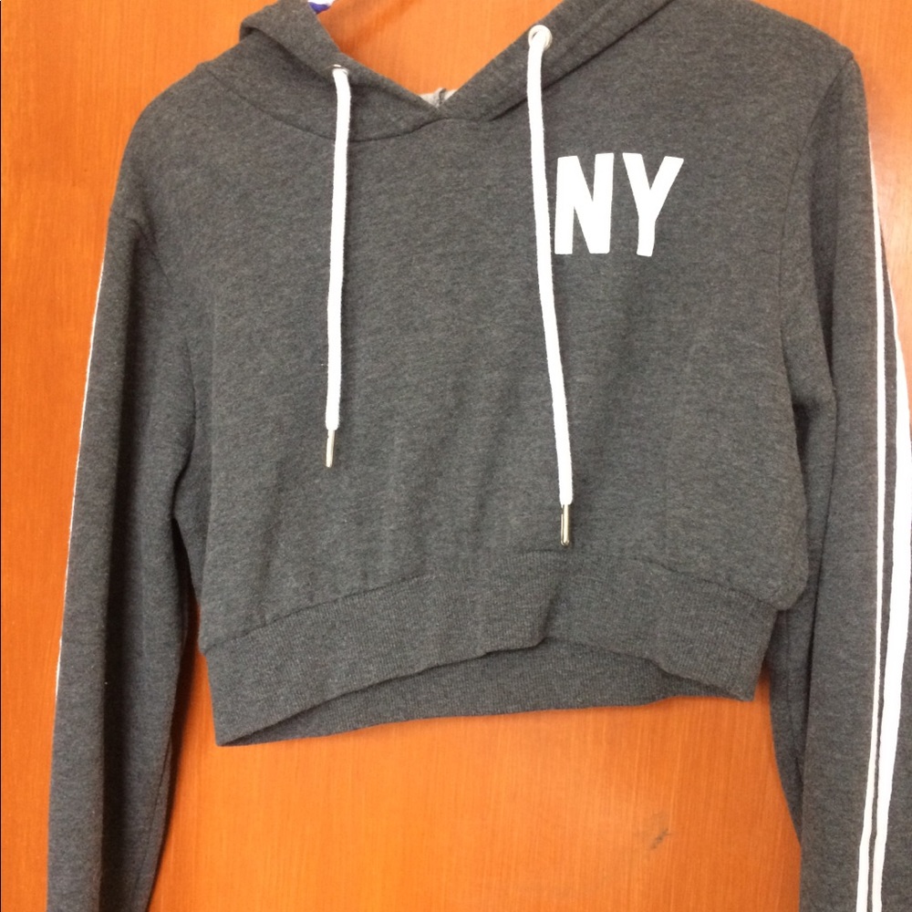 Grey drawstring cropped top